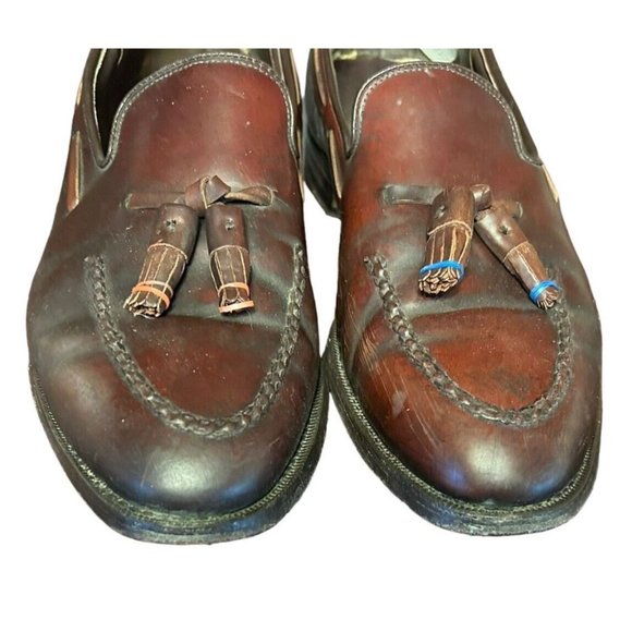 Vtg Johnston Murphy Burgundy Shell Cordovan Tassel Apron Toe Loafers Mens 9 C/A main image 14